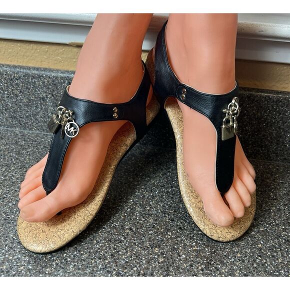 Michael Kors Black Synthetic Thong Sandals Womens/Youth 4 Embellished Sling Back - Picture 2 of 10